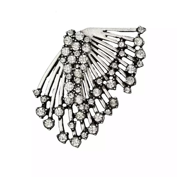 ⚜️[𝟯/$𝟮𝟴]⚜️Big Crystal Silver Gun Earrings New - Picture 4 of 15